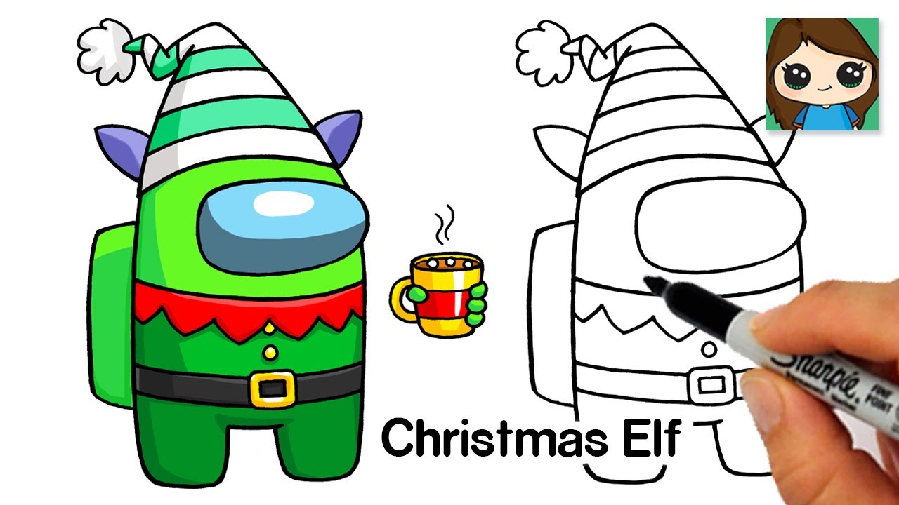 How to Draw AMONG US Christmas Elf | Christmas #5