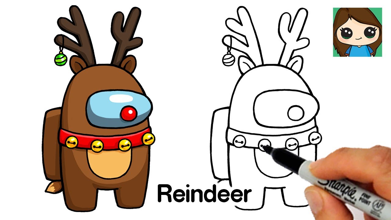How to Draw AMONG US Reindeer Rudolph | Christmas #7
