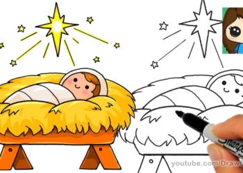 How to Draw Baby Jesus EASY | Star of Bethlehem Nativity Scene