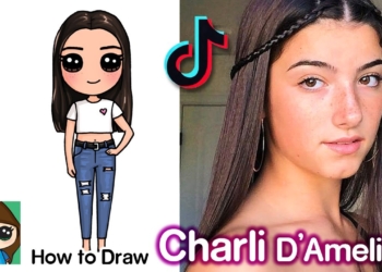 How to Draw Charli D'Amelio | Tik Tok Star