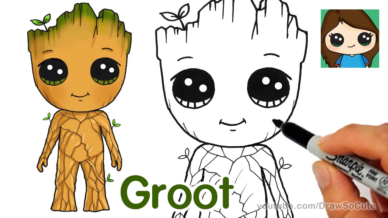 How to Draw Groot Easy | Guardians of the Galaxy