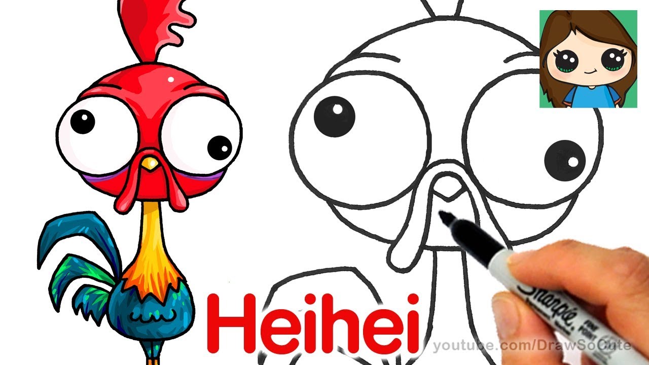 How to Draw Heihei Easy | Disney Moana Chicken