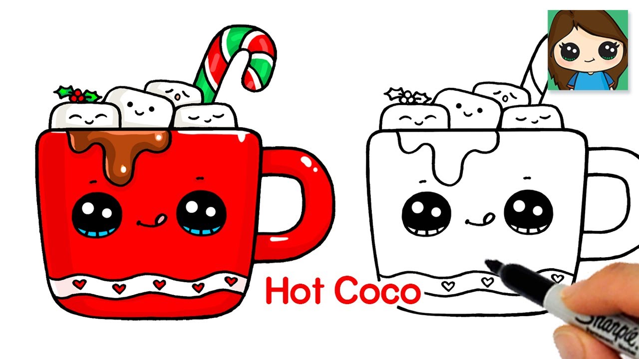 How to Draw Hot Chocolate Cute Christmas Winter Art