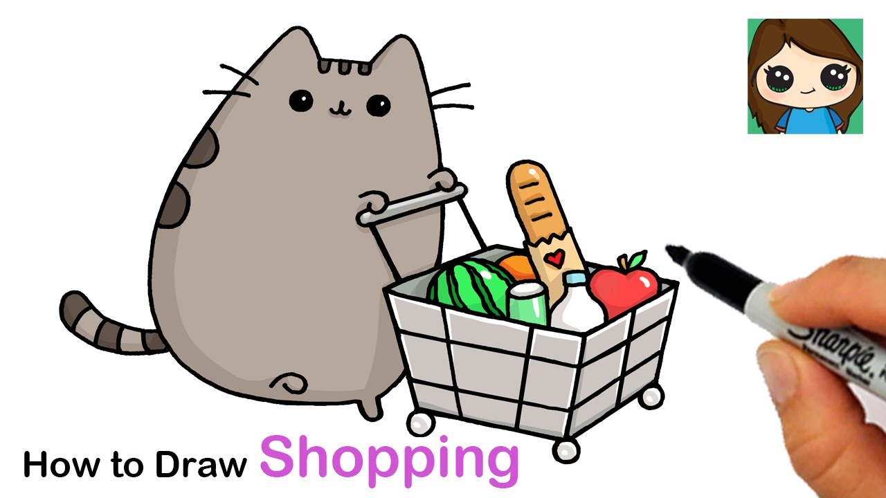 How to Draw Pusheen  Shopping Cart