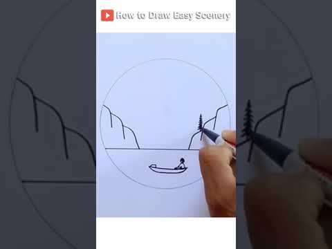 How to Draw Rainbow Scenery #Shorts #EasySceneryDrawing