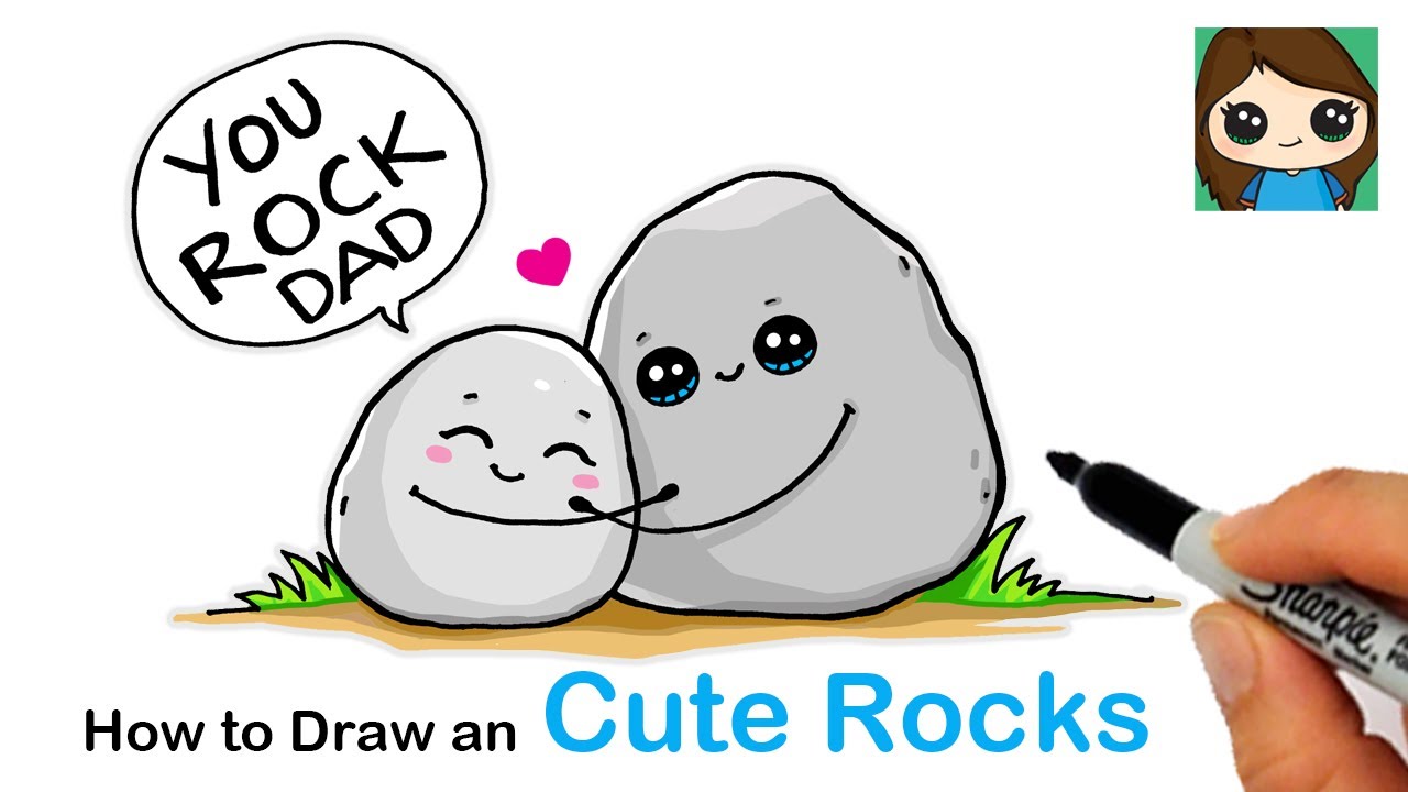 How to Draw Rock's Hugging | Father's Day Cute Pun Art