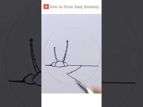 How to Draw Sea Beach #Shorts #EasySceneryDrawing