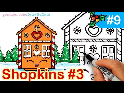 How to Draw Shopkins Cute GingerBread House step by step Ginger Fred