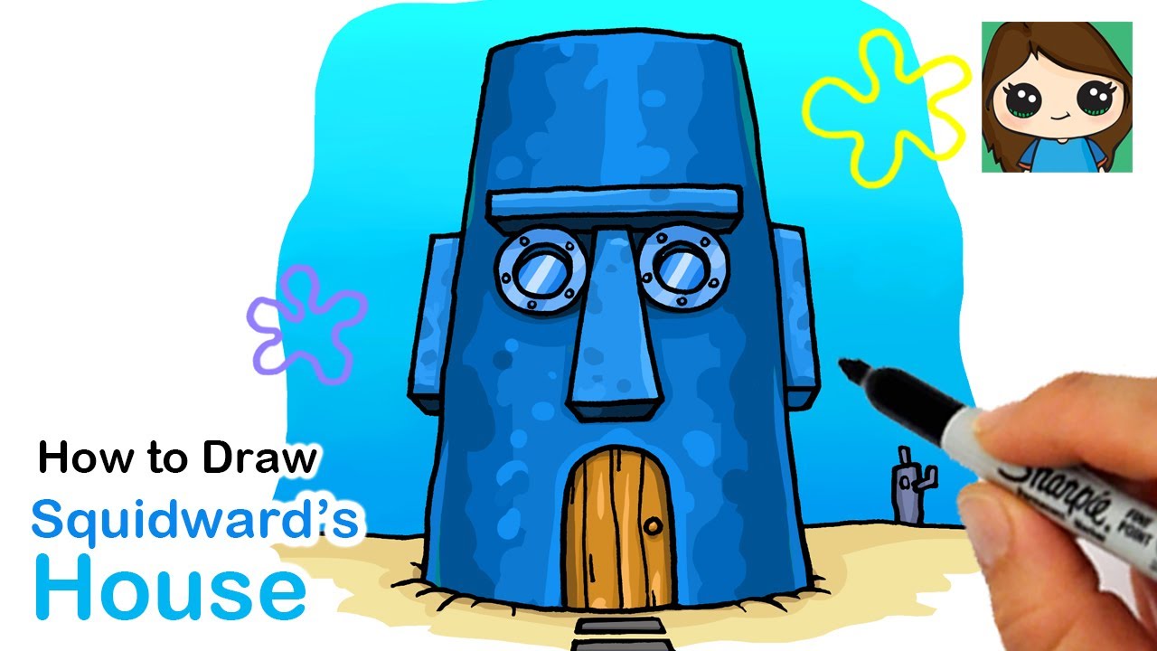 How to Draw Squidward's Moai House | SpongeBob SquarePants