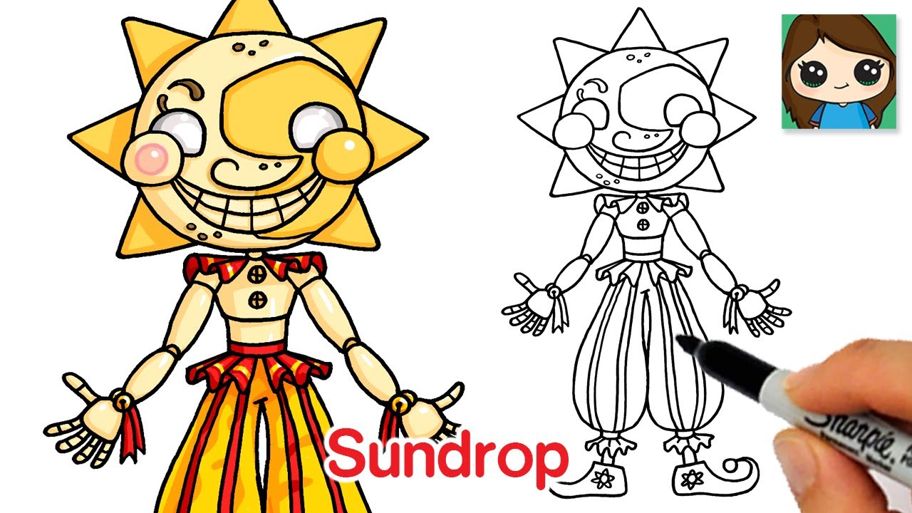 How to Draw Sundrop the Daycare Attendant Five Nights at Freddy's Security Breach