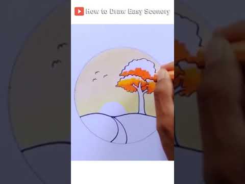 How to Draw Sunrise with Oil Pastels #Shorts #EasySceneryDrawing