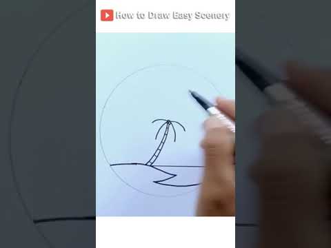 How to Draw Sunset Scenery #Shorts #EasySceneryDrawing