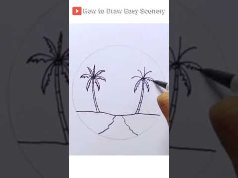 How to Draw Sunset in the River #Shorts #EasySceneryDrawing
