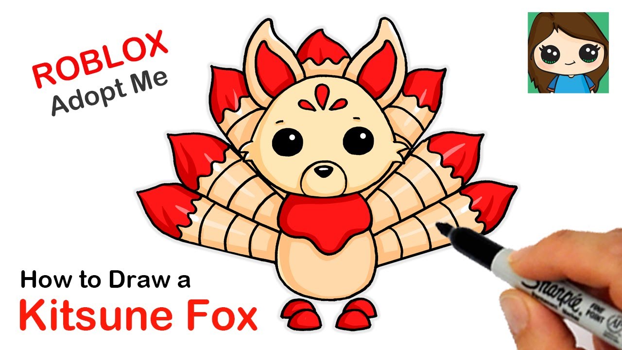 How to Draw a Kitsune Fox | Roblox Adopt Me Pet