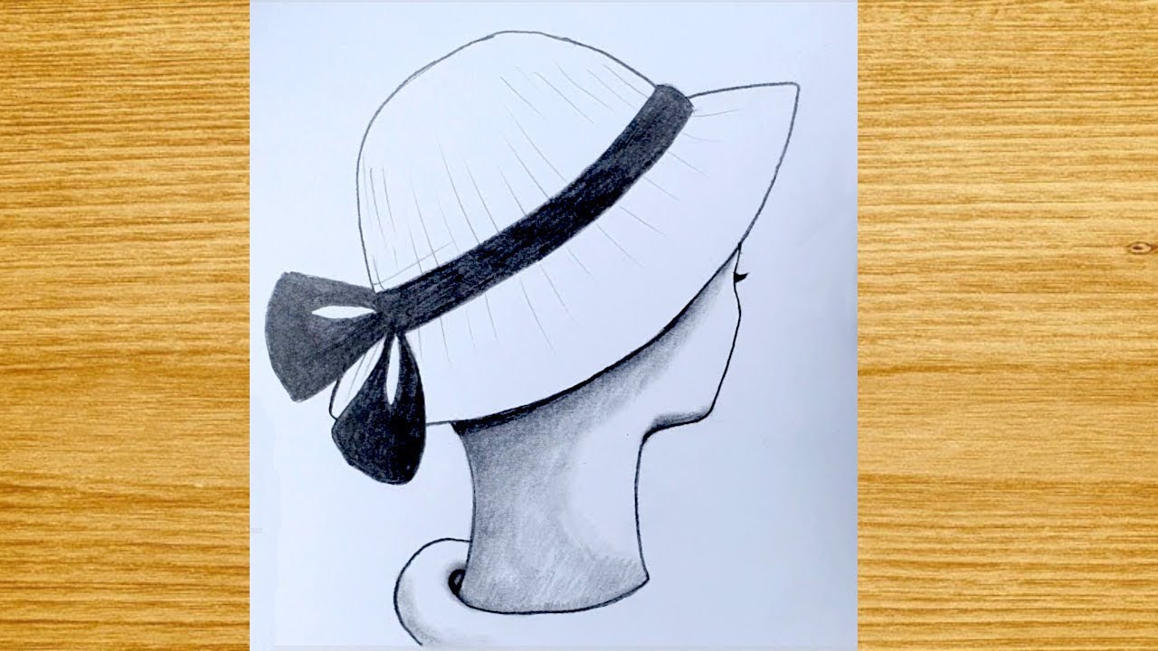 How to Draw a Lady wearing a Hat for BEGINNERS  - Happy Drawings
