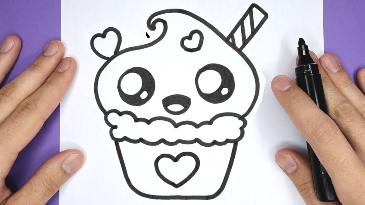 How to Draw a Super Cute and Super Easy Cupcake  - Happy Drawings