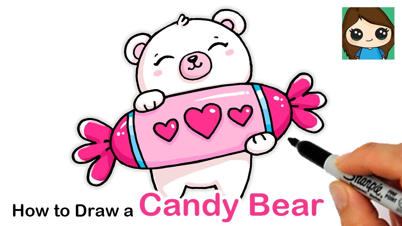 How to Draw a Valentines Candy Polar Bear