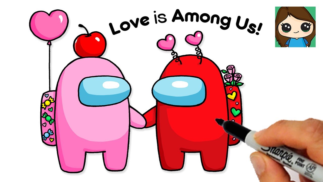 How to Draw an AMONG US Couple Valentines Love