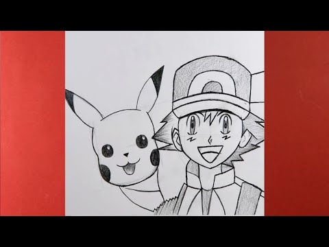 How to draw Ash and Pikachu / Easy Pikachu Drawing ( ma drawings )