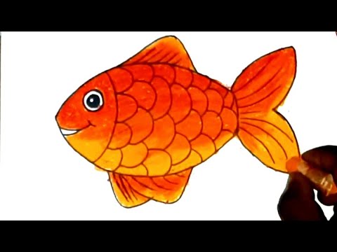 How to draw Fish with colour | fish drawing | Aquarium fish drawing | goldfish drawing