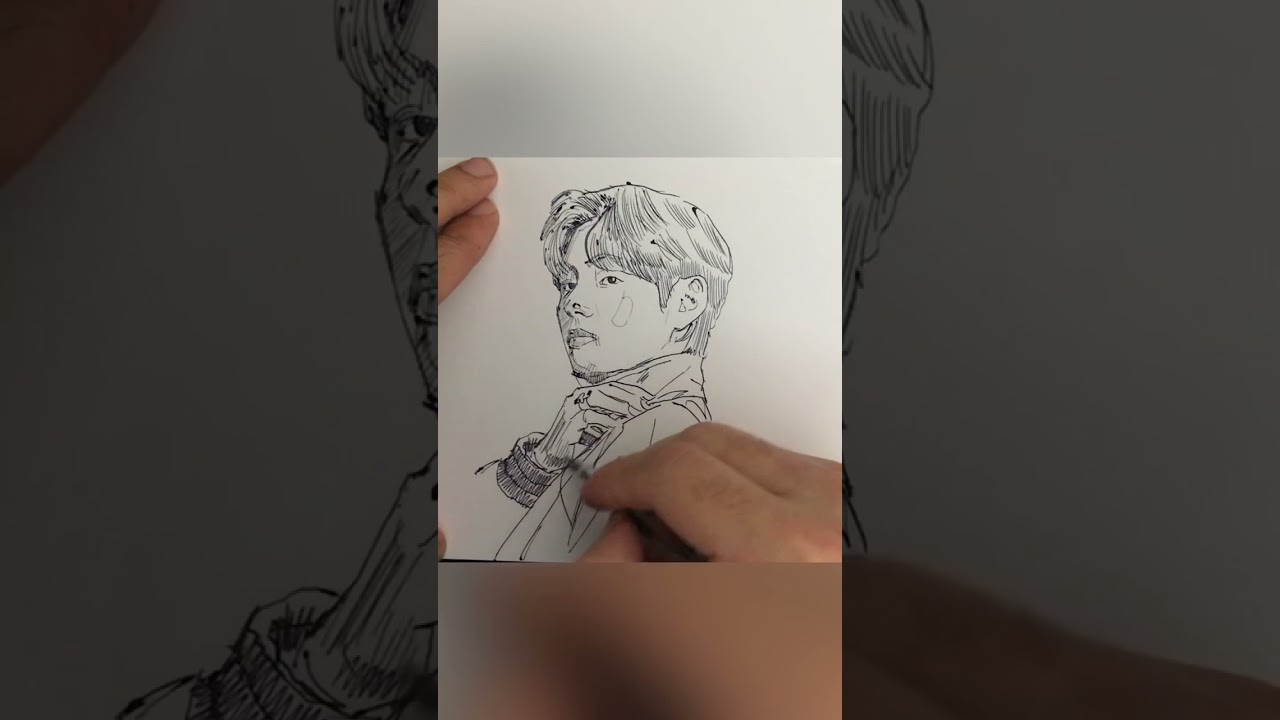 How to draw Kim Tae-hyung BTS | BTS Kim Tae-hyung (V) drawing