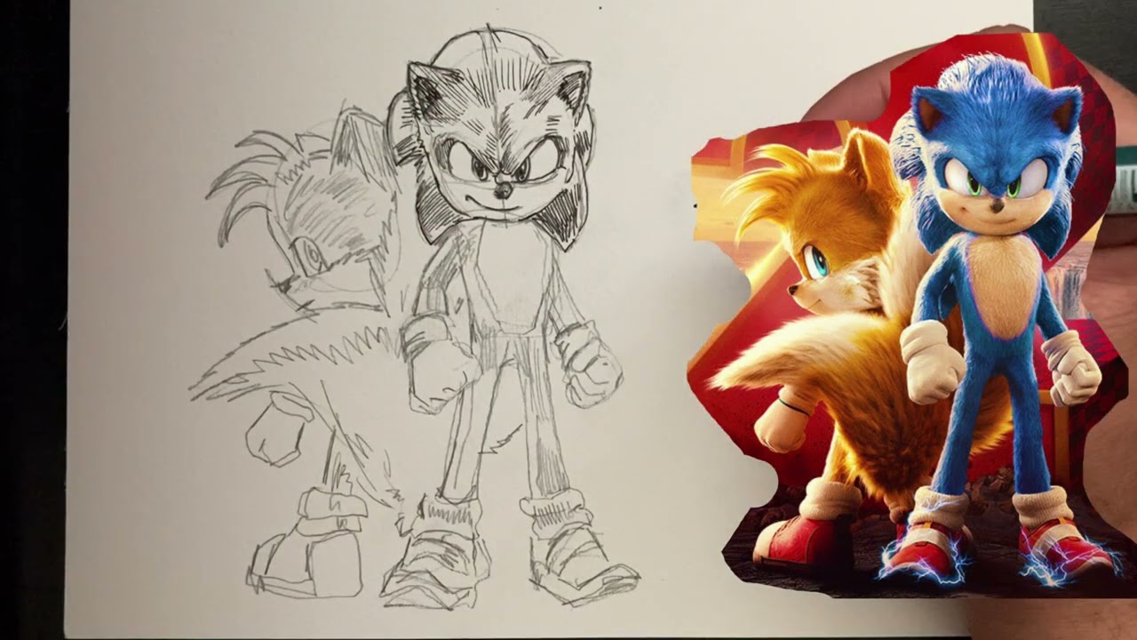 How to draw Sonic the hedgehog 2 (NEW) | Sonic the hedgehog and Miles drawing