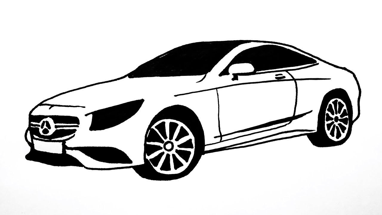 How to draw a Mercedes Benz CLA C Class Luxury Sports Coupe Car Racing Racer