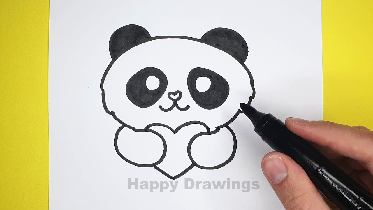 How to draw a cute panda sit down | Plush panda