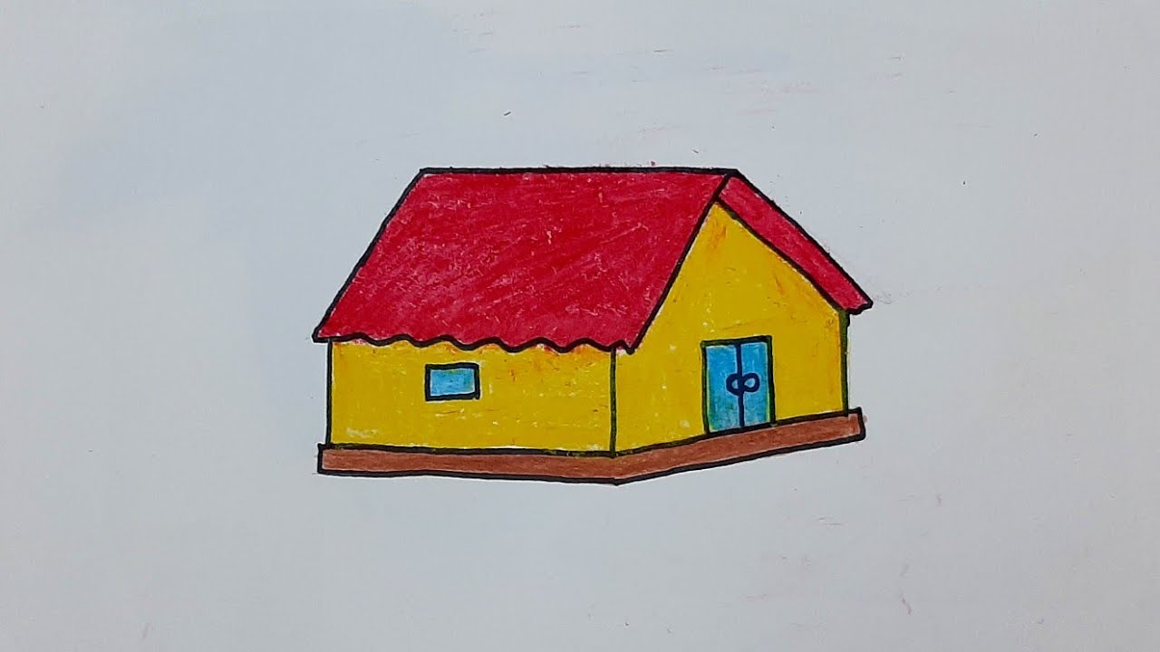 How to draw easy drawing house step by step