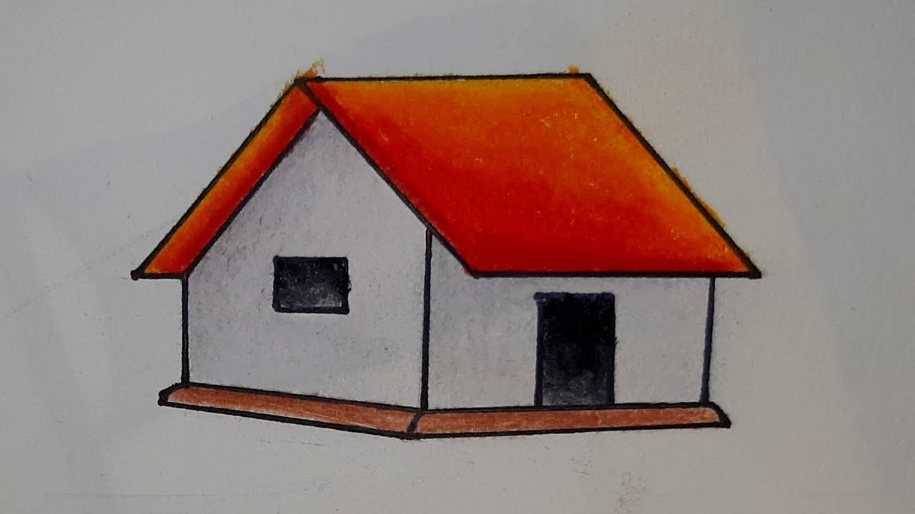 How to draw hut house |  house drawing  pencil color - hut drawing colour easy hut drawing