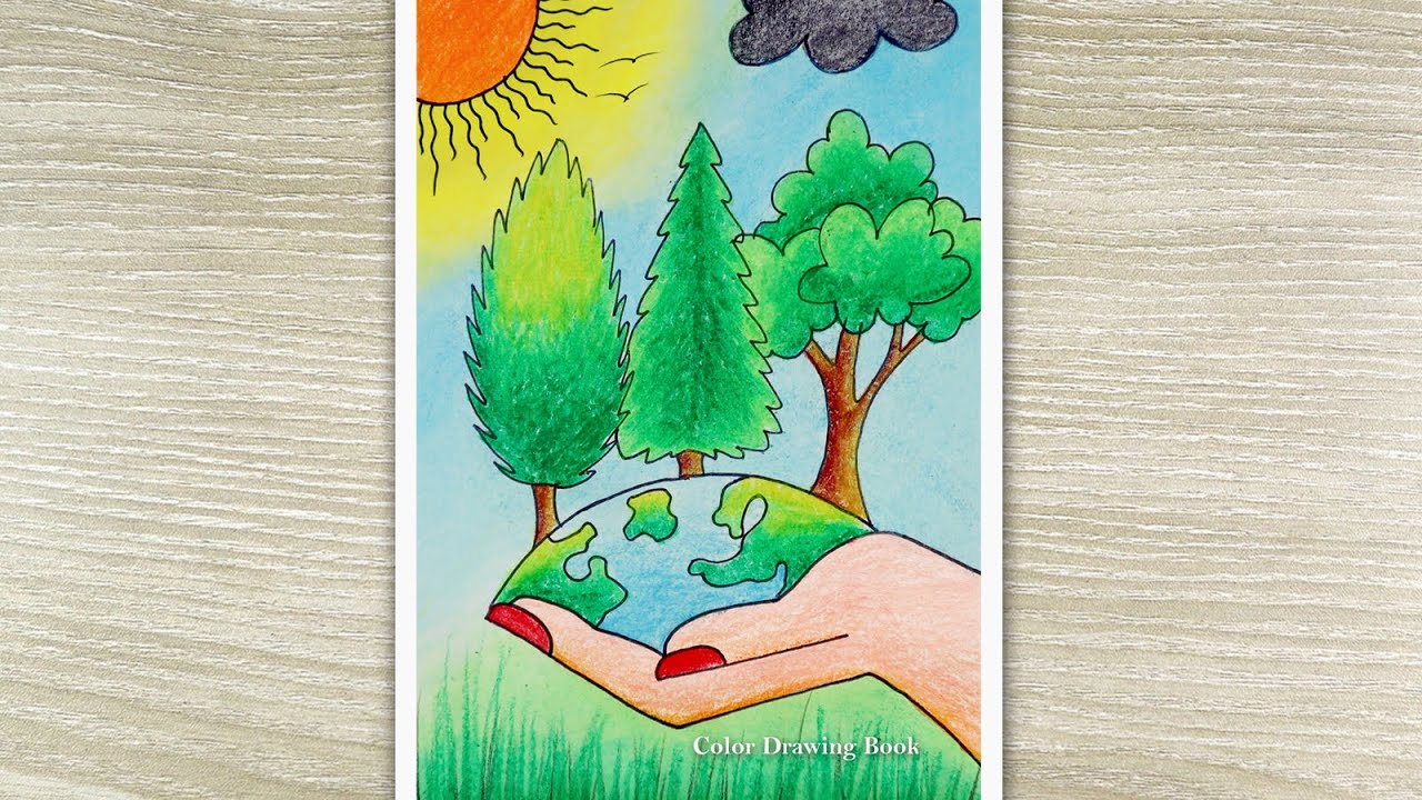 How to draw scenery of save Trees Save Nature, Environment Poster Drawing