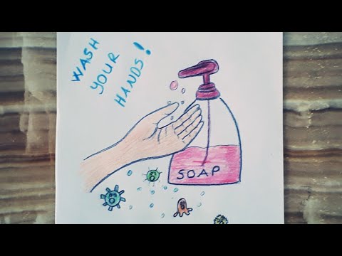 How to draw washing hands / Corona drawing / El yıkama çizimi Korona çizimi