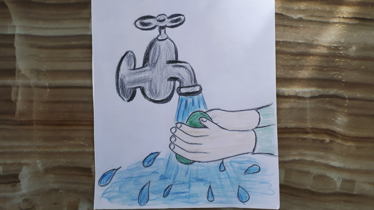 How to draw washing hands/ Washing hands drawing /Coronavirus awareness drawing / El yıkama çizimi