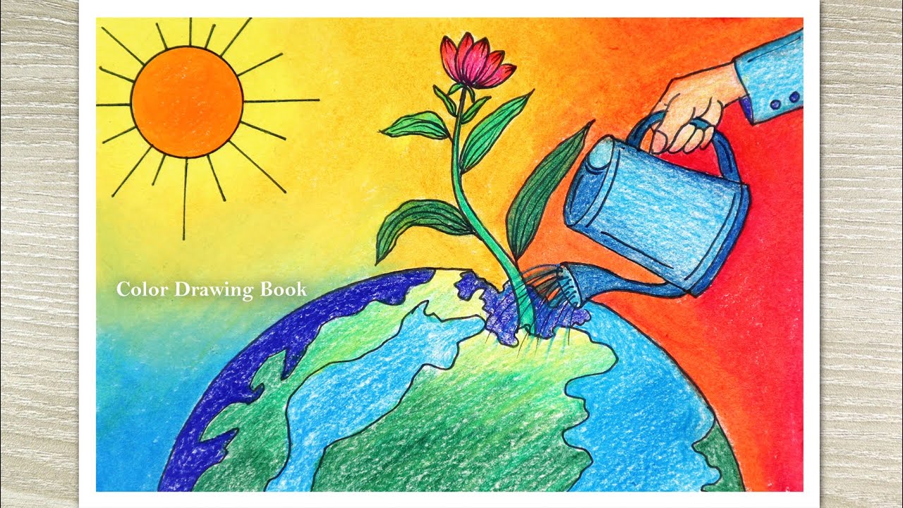 How to draw world environment day, Save Tree Save Earth poster drawing