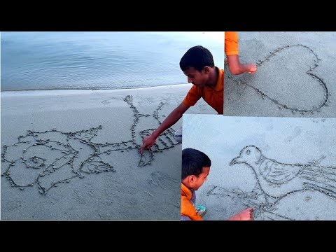 How to drawing Flower, bird and Love Step by step |Land sketch art and Easy drawing