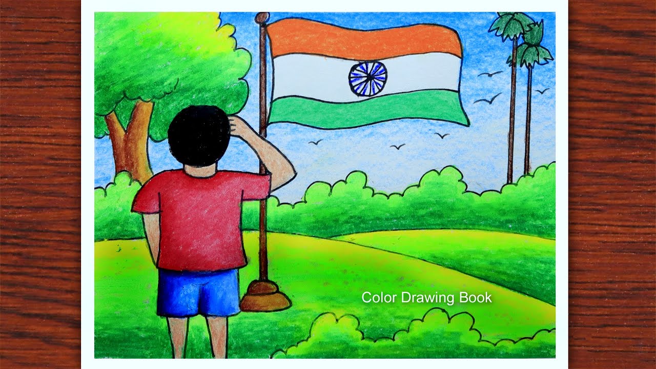 Independence day drawing, Easy drawing for beginners