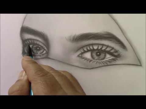 Karakalem ile gerçekci gözler çizimi - Realistic eyes drawing