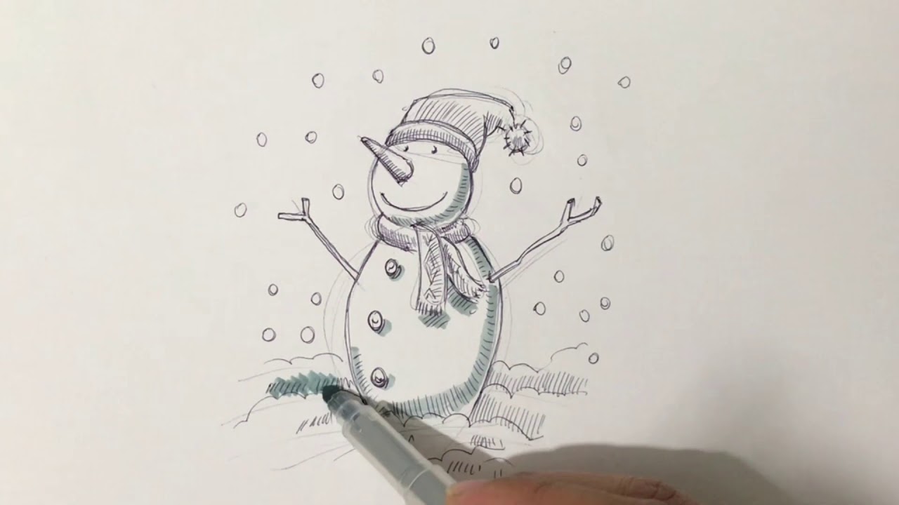 Kardan adam nasıl çizilir | Yeni başlayanlar için kardan adam çizimi ve boyama
