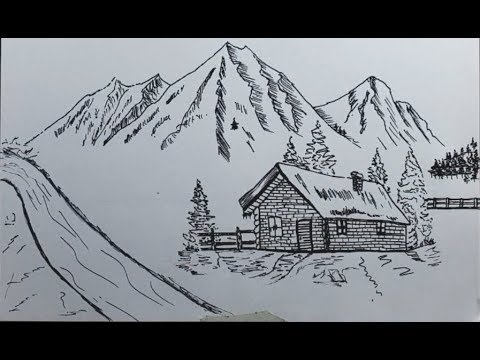 Kış Manzarası Nasıl Çizilir  Manzara Çizimleri