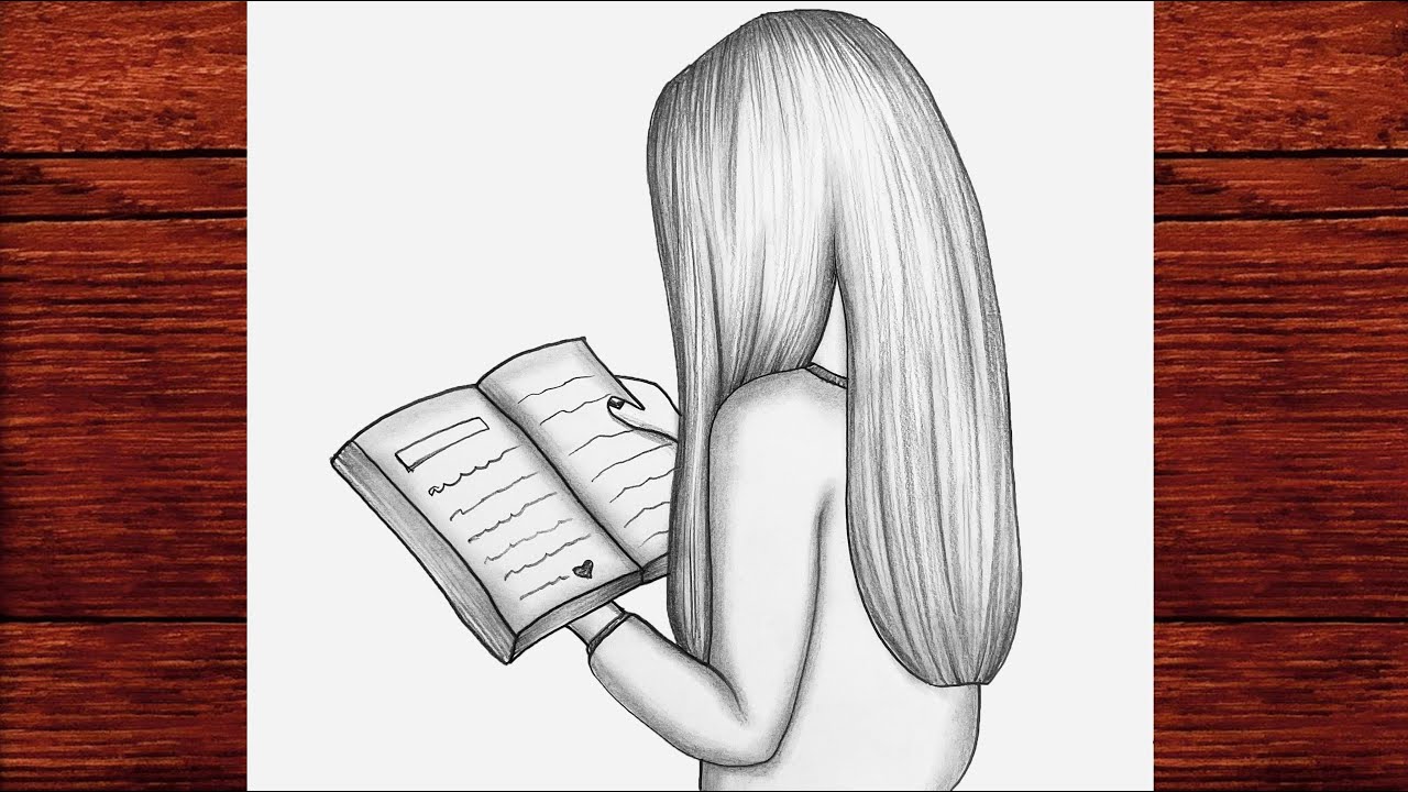Kitap Kız Çizimi Nasıl Yapılır - Kitap Okuyan Kız Resmi Çizimi - How to Draw a Girl Reading Book