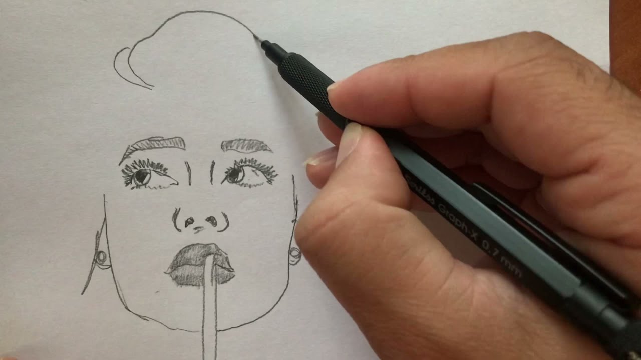 Kız portresi nasıl çizilir | Ağzında pipet olan güzel kız çizimi