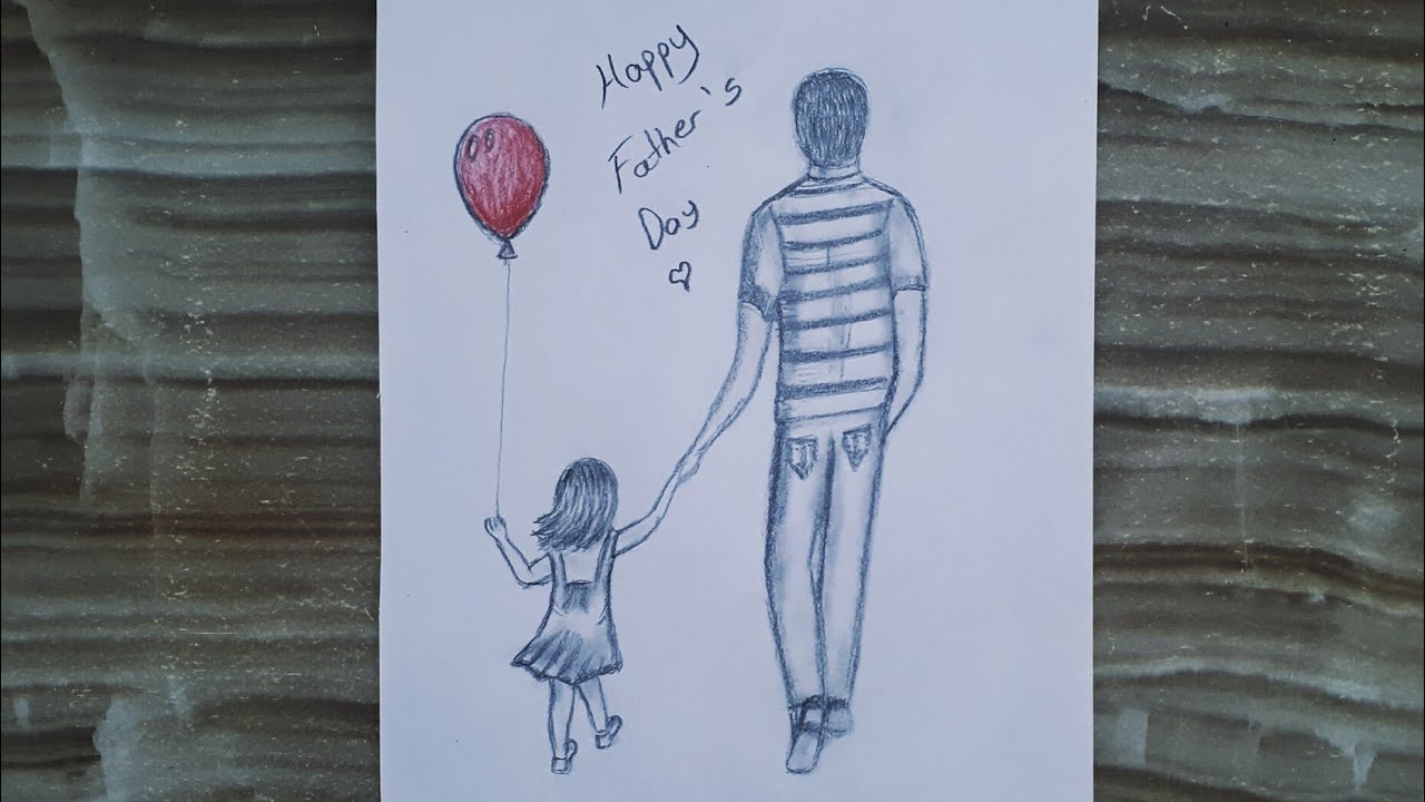 Kolay Babalar Günü Çizimi   / Babalar Günü Resmi/ Karakalem / Father's Day Drawing / Pencil Sketch