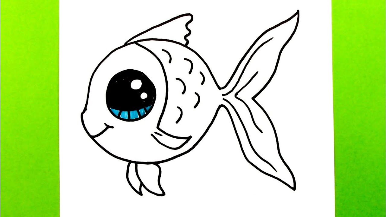 Kolay Balık Nasıl Çizilir, Çocuklar için Adım Adım Balık Çizimi, Çizim Saati Art Kolay Hayvan Çizimi