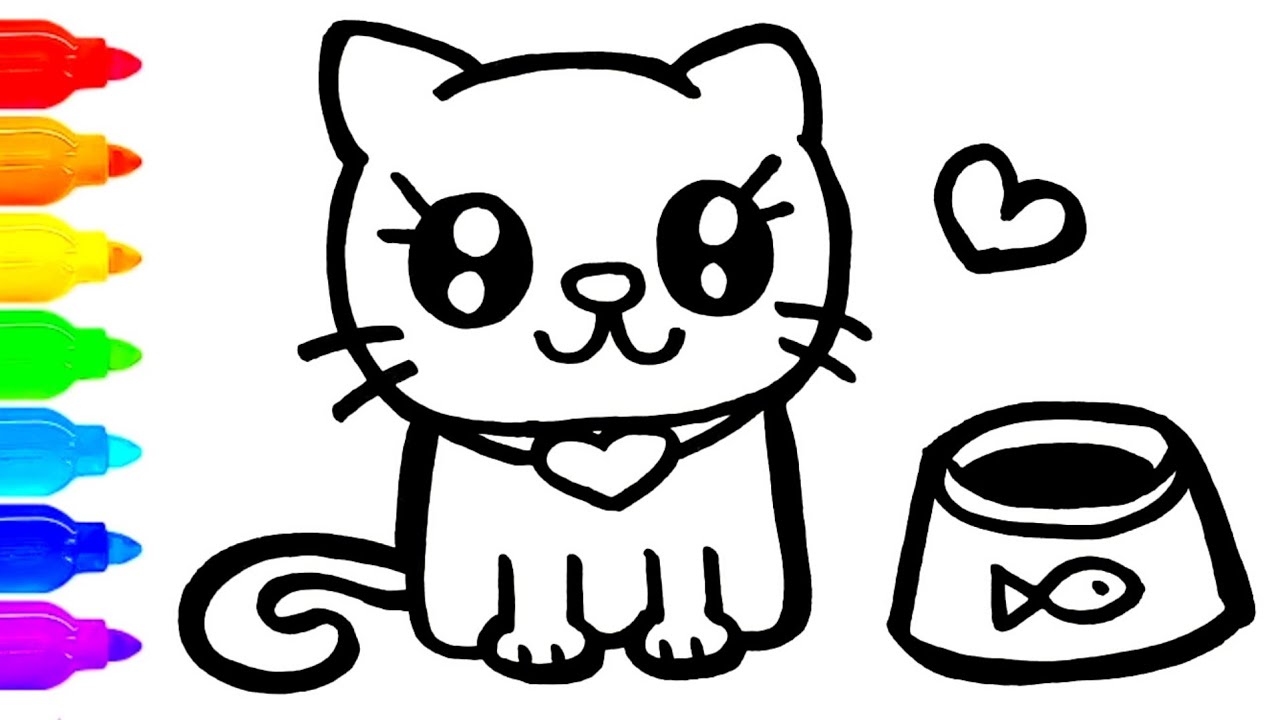 Kolay Kedi Çizimi ve Boyama | Kolay Çizim Ve Boyama Videoları | Kedi Çizimi