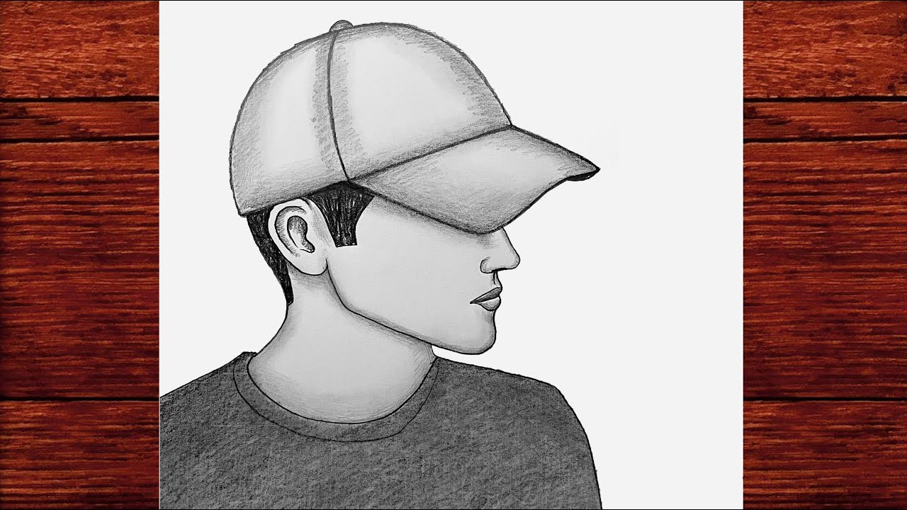 Kolay Şapkalı Erkek Çizimi - Adım Adım Erkek Nasıl Çizilir - Çizim Mektebi Erkek Çizimi Karakalem