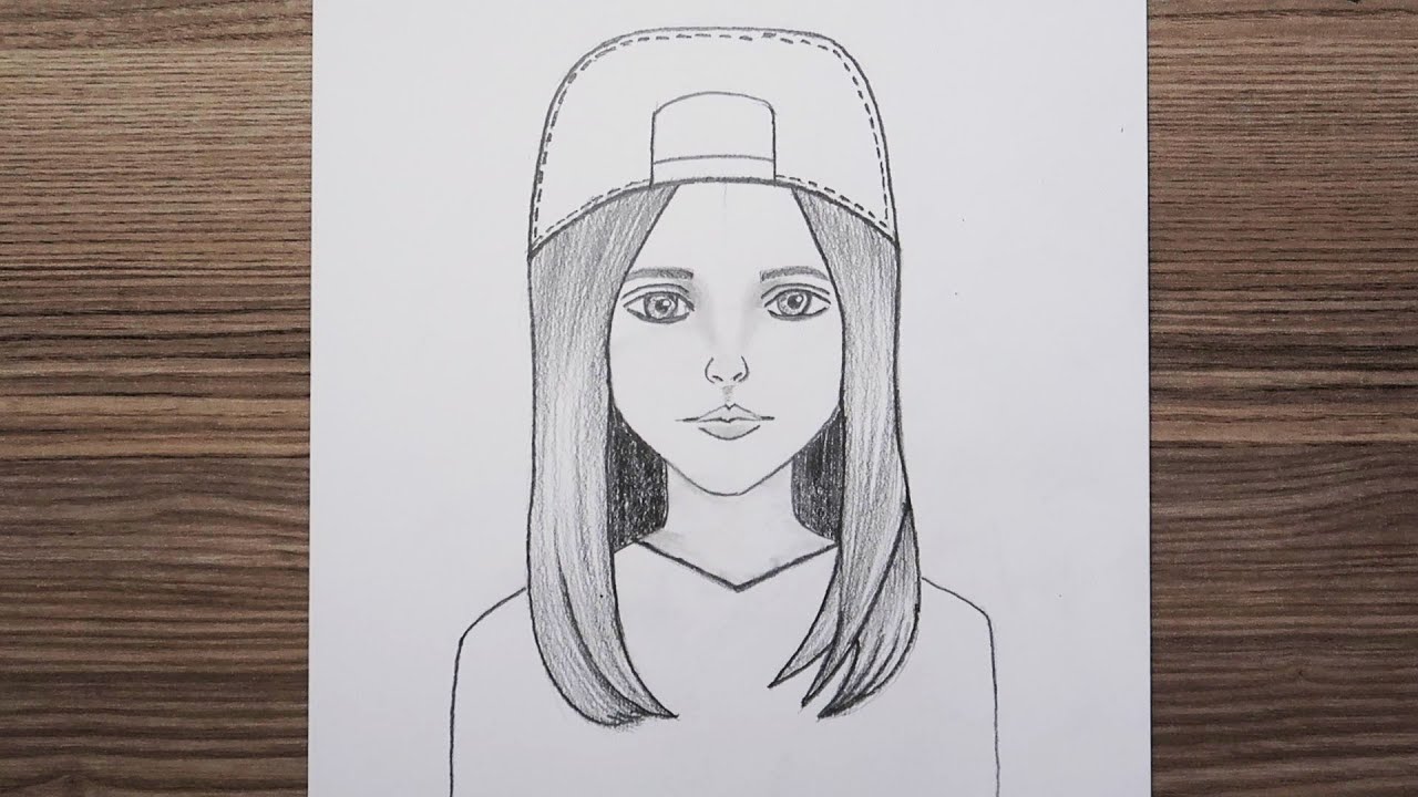 Kolay Şapkalı Güzel Kız Nasıl Çizilir / How to draw beautiful girl with a hat for beginners
