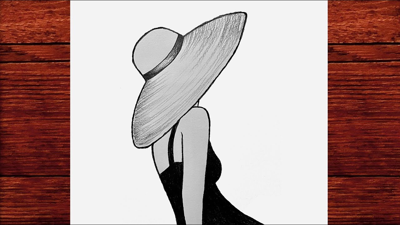 Kolay Şapkalı Kadın Çizimi - Şapka Takan Kız Çizimi - Karakalem Çizimleri Kolay Nasıl Çizilir [2021]
