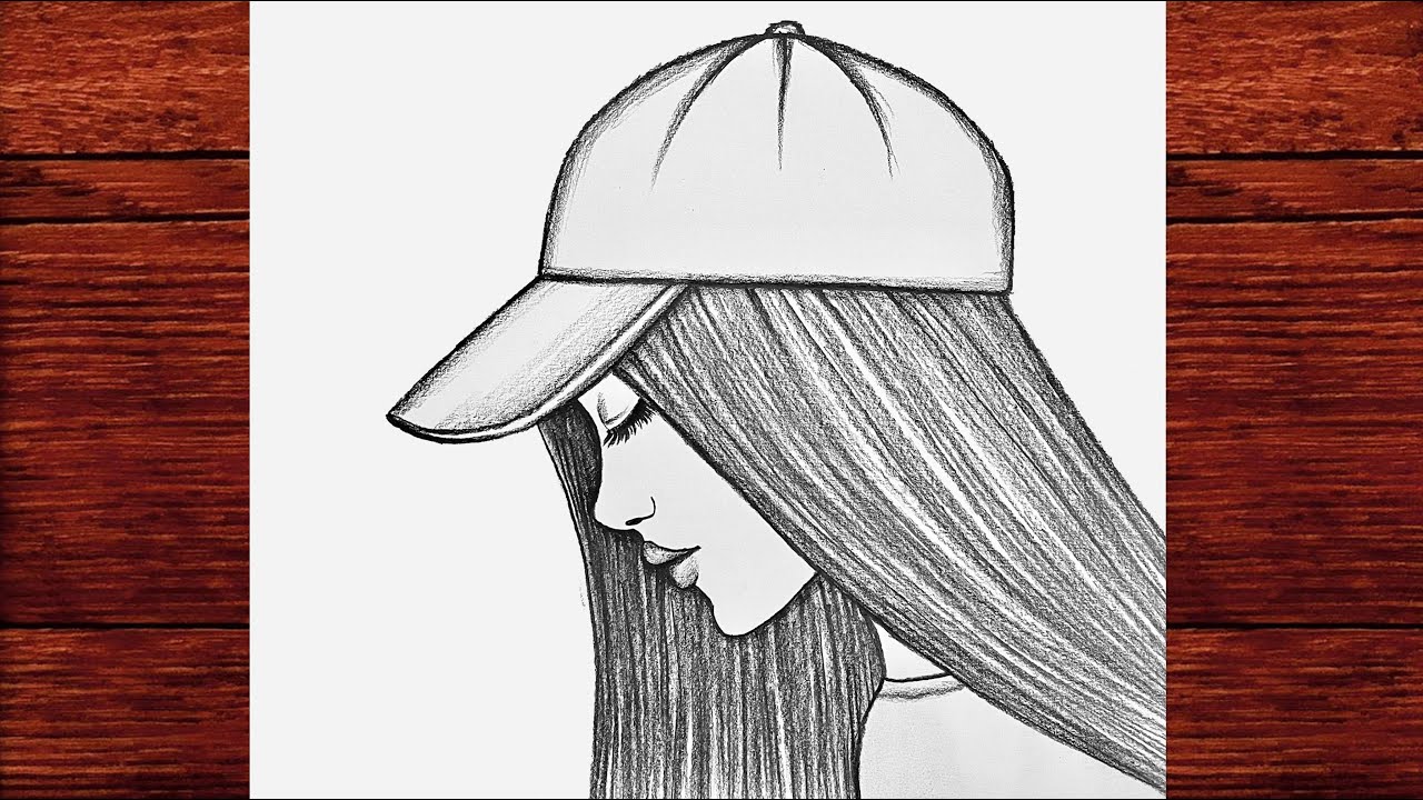 Kolay Şapkalı Kız Çizimi - Kolay Yoldan Şapkalı Güzel Kız Çizimi - Çizim Mektebi Easy Girl Drawing