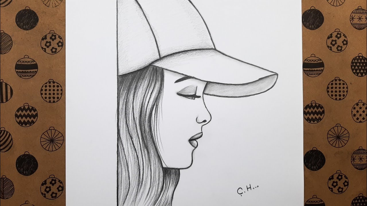 Kolay Şapkalı Kız Resmi Adım Adım Nasıl Çizilir, Çizim Hobimiz Karakalem Basit Çizimleri