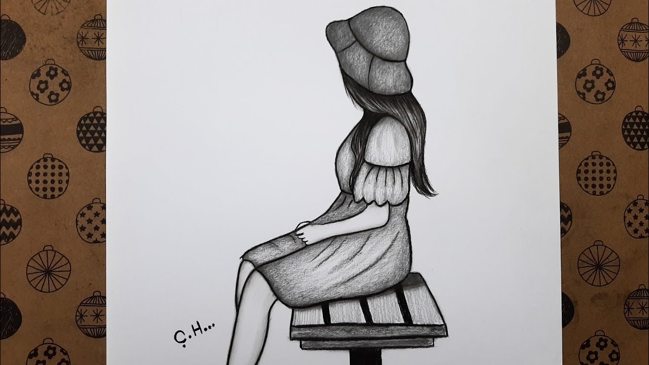 Kolay Yoldan Adım Adım Bankta Oturan Bir Kız Resmi Nasıl Çizilir Karakalem Kolay Çizimler